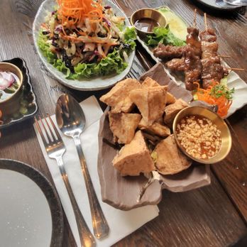 Bangkok Degree - Crispy tofu pork skewer tea leaf salad - Thai Near Me - Brooklyn, New York