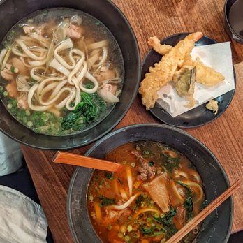 Raku - Niku (beef), Chikara (chicken) and shrimp tempura - Japanese Near Me - New York, New York Raku - Niku (beef), Chikara (chicken) and shrimp tempura - Japanese Near Me - New York, New York