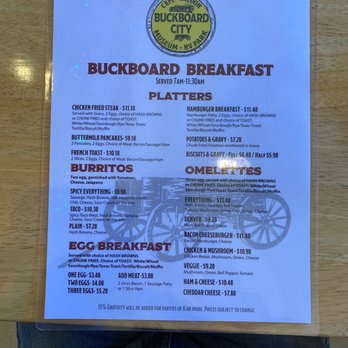 Buckboard City Cafe - Breakfast menu - American Near Me - Superior, Arizona