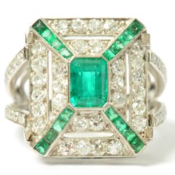 Osprey - Art Deco emeraldd and diamond ring from the extensive collection of period jewellery of Osprey Paris