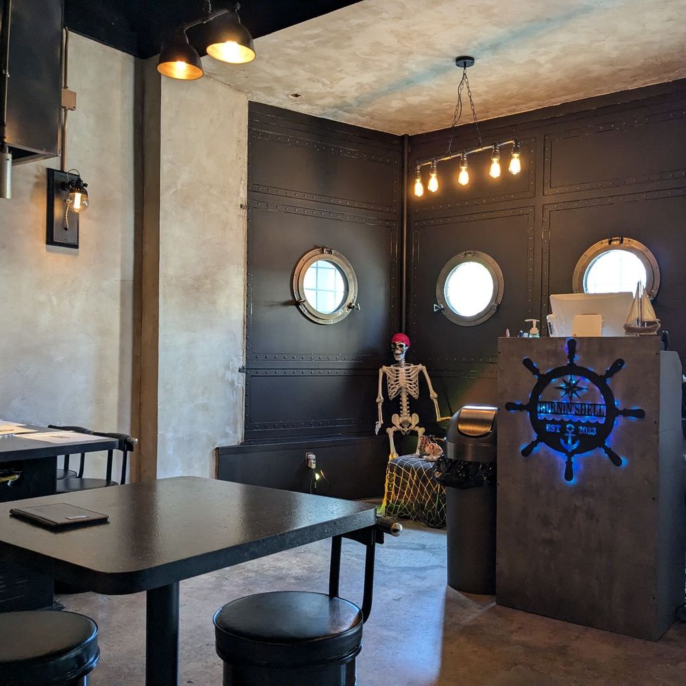 Burnin' Shell - Interior with pirate skeleton - Seafood Near Me - Los Angeles, California