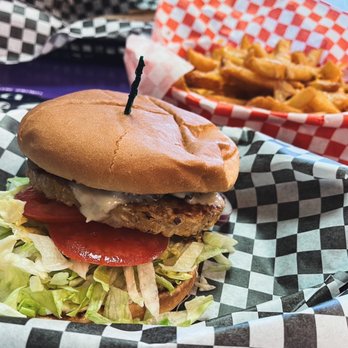 Digger's Diner - Concord - vegetarian mushroom and swiss burger w/ a veggie patty +  cheese fries - Breakfast & Brunch Near Me - Concord, California