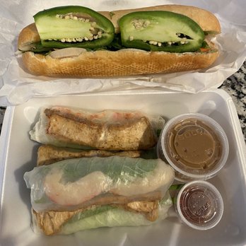 Van Nien - 1. Gluten Jambon, Picked Carrots, and Cucumber 7. Salad Roll, Tofu, and Steam Noodles Lettuce Green tea bubble tea - Food Trucks Near Me - Portland, Oregon