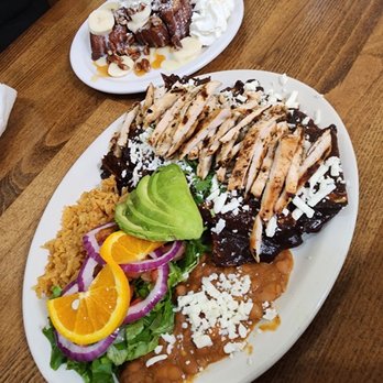 Brothers Restaurant - Chilaquiles with Chicken Mole, and pecan French toast - Breakfast & Brunch Near Me - Chicago, Illinois Brothers Restaurant - Chilaquiles with Chicken Mole, and pecan French toast - Breakfast & Brunch Near Me - Chicago, Illinois