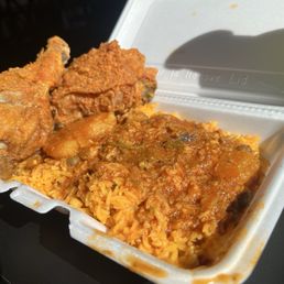 Fried chicken and yellow rice