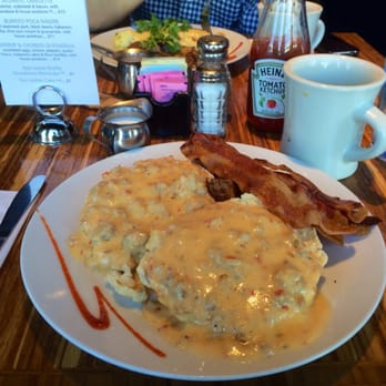 Lulu's - Biscuit & Gravy with Bacon instead of Eggs. - New American Near Me - Richmond, Virginia Lulu's - Biscuit & Gravy with Bacon instead of Eggs. - New American Near Me - Richmond, Virginia