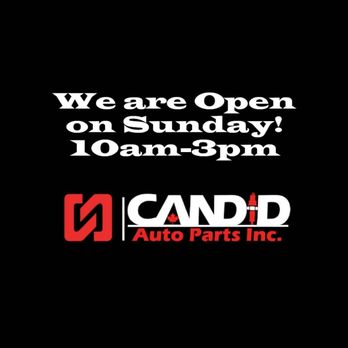 Candid Auto Parts - We are open on Sunday! From 10am-3pm. Come to visit our store for all your car parts. - Auto Parts & Supplies Near Me - Oakville, Ontario Candid Auto Parts - We are open on Sunday! From 10am-3pm. Come to visit our store for all your car parts. - Auto Parts & Supplies Near Me - Oakville, Ontario