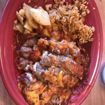 Garcia's Kitchen - Bean and cheese stuffed sopapilla with rice and papas - New Mexican Cuisine Near Me - Albuquerque, New Mexico