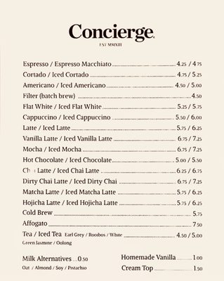 Menu photo 4 Concierge Coffee Los Angeles, CA