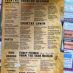 Sally Pursell's Country Inn - Menu