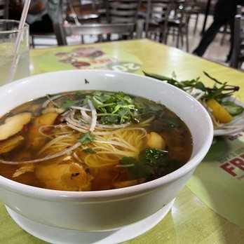 Bistro B - #40 chicken pho, too sweet for me. Tasted better with extra jalapeños - Vietnamese Near Me - Dallas, Texas