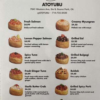 Atoyubu - Menu - Japanese Near Me - Buena Park, California Atoyubu - Menu - Japanese Near Me - Buena Park, California