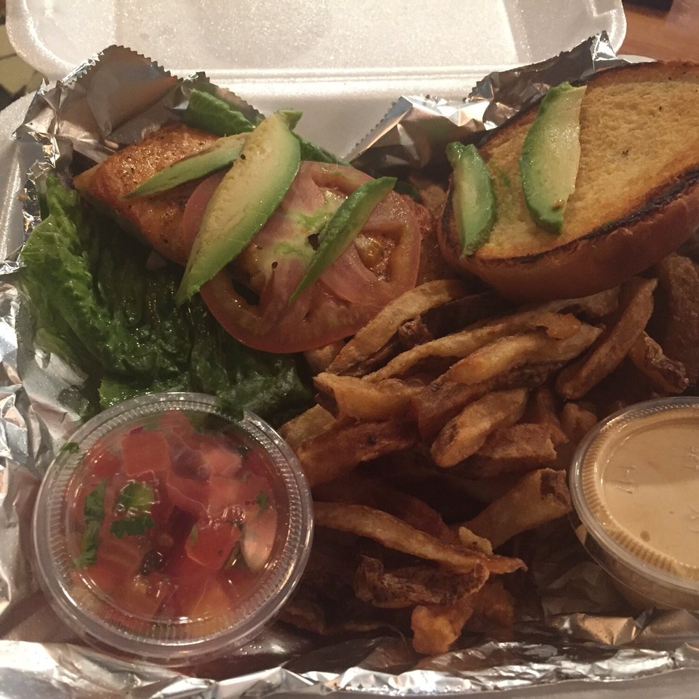Plates Restaurant & Catering - Look at this sad sandwich. Salmon should be juicy not salmon jerky. No bueno. - New American Near Me - Baltimore, Maryland Plates Restaurant & Catering - Look at this sad sandwich. Salmon should be juicy not salmon jerky. No bueno. - New American Near Me - Baltimore, Maryland