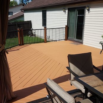 J.K. SCHWARTZ - AFTER: Surprise benefit -- lighter color makes deck MUCH cooler even on the hottest days! - Fences & Gates Near Me - Tonawanda, New York J.K. SCHWARTZ - AFTER: Surprise benefit -- lighter color makes deck MUCH cooler even on the hottest days! - Fences & Gates Near Me - Tonawanda, New York