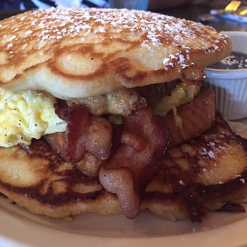 Sky Blue Cafe - Pancake, French toast, Scramble Eggs and bacon layered! - Coffee & Tea Near Me - Nashville, Tennessee Sky Blue Cafe - Pancake, French toast, Scramble Eggs and bacon layered! - Coffee & Tea Near Me - Nashville, Tennessee