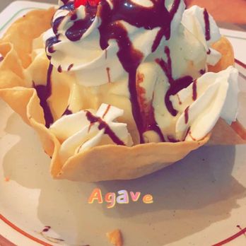 Agave Restaurant - ice cream sundae with chocolate sauce and whipped cream - Mexican Near Me - Gunnison, Colorado