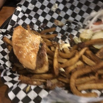 Born In A Barn - 1/2 of bleu burger and cold soggy fries - American Near Me - Laramie, Wyoming Born In A Barn - 1/2 of bleu burger and cold soggy fries - American Near Me - Laramie, Wyoming