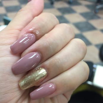 Pink & White Nails Spa - Love my coffin nails. Especially love the gold nail! Just the right amount of sparkle! - Nail Salons Near Me - Tucson, Arizona