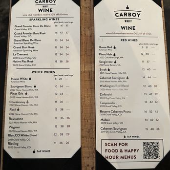 Carboy Winery - Wine menu - Wine Bars Near Me - Littleton, Colorado