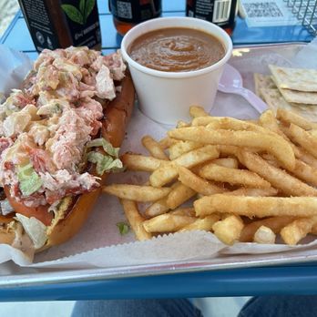 The Ruskin Seafood - Cold Lobster Roll with side of fries and a Lobster Bisque Soup - Seafood Markets Near Me - Ruskin, Florida The Ruskin Seafood - Cold Lobster Roll with side of fries and a Lobster Bisque Soup - Seafood Markets Near Me - Ruskin, Florida