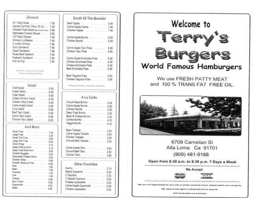 Menu photo 7 Terry's Burgers Alta Loma, CA Menu photo 7 Terry's Burgers Alta Loma, CA
