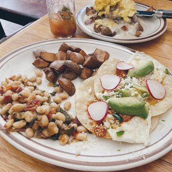 Ladybird Diner - Huevos Rancheros Chicken-fried Steak with eggs - Cafes Near Me - Lawrence, Kansas