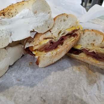 Emma's Deli - My egg sammy and everything cream cheese bagel. - Delis Near Me - Deer Park, New York