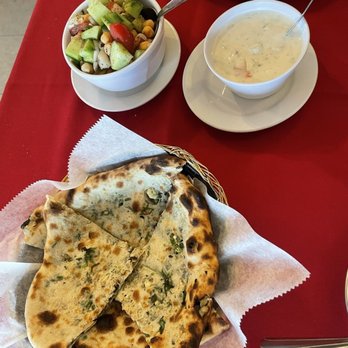Manraj’s Kitchen - Chickpea salad, raita and spinach naan - Indian Near Me - Auburn, Washington