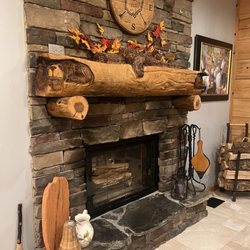 Lazy Bear Lodge Bed & Breakfast - Wood burning fireplace in main dining room