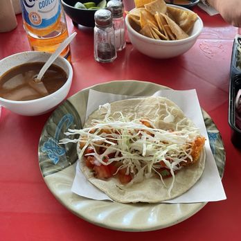 Make Taco - Soup , Shrimp Tacos Tortillas Chips & Salsa - Tacos Near Me - Rosarito, BCN