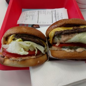 In-N-Out Burger - Two singles. One animal one grilled onions - Burgers Near Me - Cabazon, California In-N-Out Burger - Two singles. One animal one grilled onions - Burgers Near Me - Cabazon, California