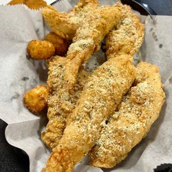 Chicken Lit Tenders & Wings - Crispy Chicken Tenders with garlic parmesan rub