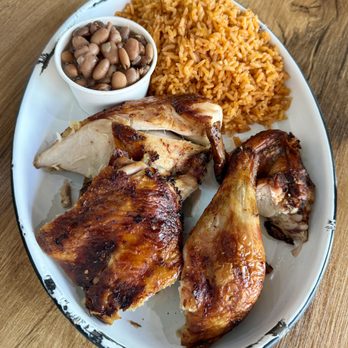 El Pollo Grill - Bonita - Half chicken, rice and beans plate. - Mexican Near Me - Chula Vista, California