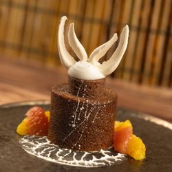 Sanaa - Ankole Cake - Spiced Chocolate Cake, Baobab Curd, Coconut Gel, Meringue 'Horns,' STARR African Rum-macerated Citrus (Plant-ba...