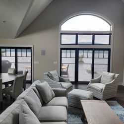 Shade Brigade - Motorized solar shades overlooking a beautiful lake