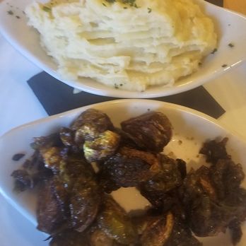 la Stalla - Sides included mashed(cuz it's a must) and crunchy brussels that needed just a lil flavor so added some salt n pepper. - Italian Near Me - Stoughton, Massachusetts