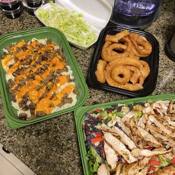 World Famous Grill - Santa Fe Salad, Onion Rings (Reg), Beef Shawarma Bowl - Halal Near Me - Bell, California