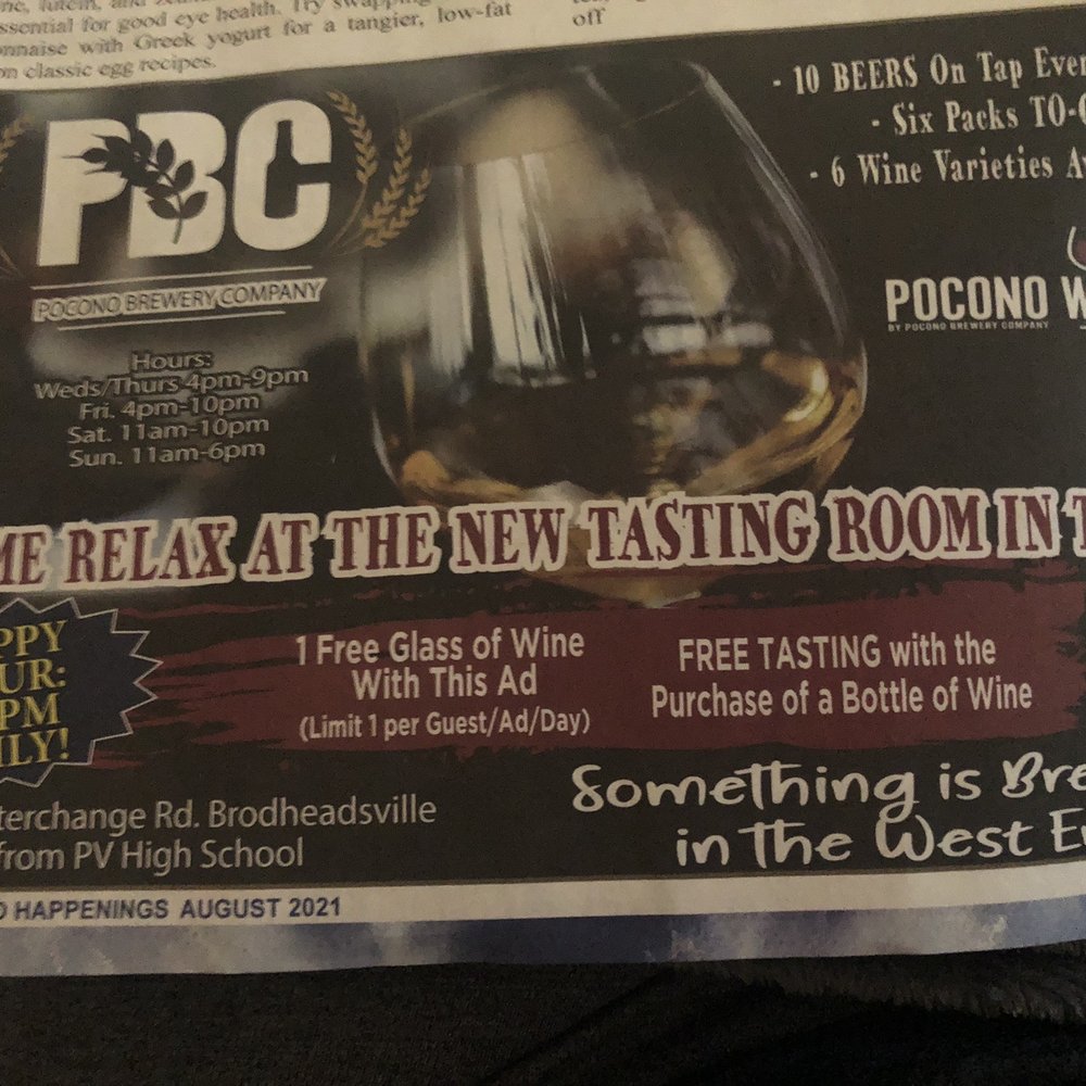 Pocono Winery-Taproom - Advertisement, bring with you and receive a FREE glass of wine - Wine Tasting Room Near Me - BRODHEADSVLLE, Pennsylvania Pocono Winery-Taproom - Advertisement, bring with you and receive a FREE glass of wine - Wine Tasting Room Near Me - BRODHEADSVLLE, Pennsylvania