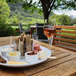 Wooldridge Creek Winery - Chef's plate and a glass of rosé