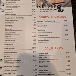 Ichiban Japanese Cuisine - Menu as of April 2025