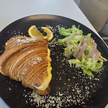 WhatCoffee - Breakfast Croissant with fruit and side salad - Cafes Near Me - Santa Clara, California