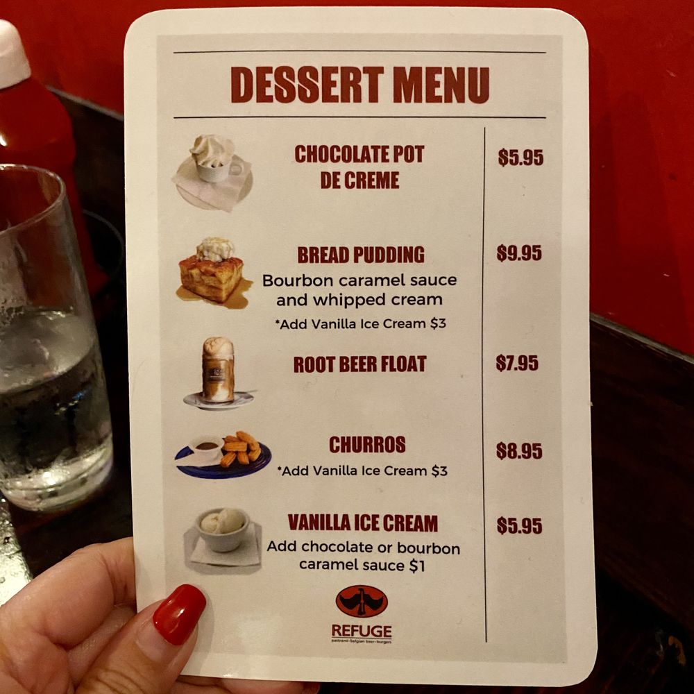 The Refuge - DESSERT MENU on March 13, 2025 - Burgers Near Me - San Carlos, California The Refuge - DESSERT MENU on March 13, 2025 - Burgers Near Me - San Carlos, California