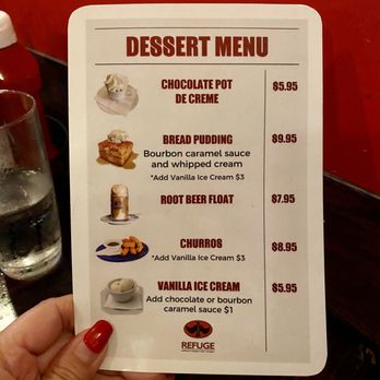 The Refuge - DESSERT MENU on March 13, 2025 - Burgers Near Me - San Carlos, California The Refuge - DESSERT MENU on March 13, 2025 - Burgers Near Me - San Carlos, California