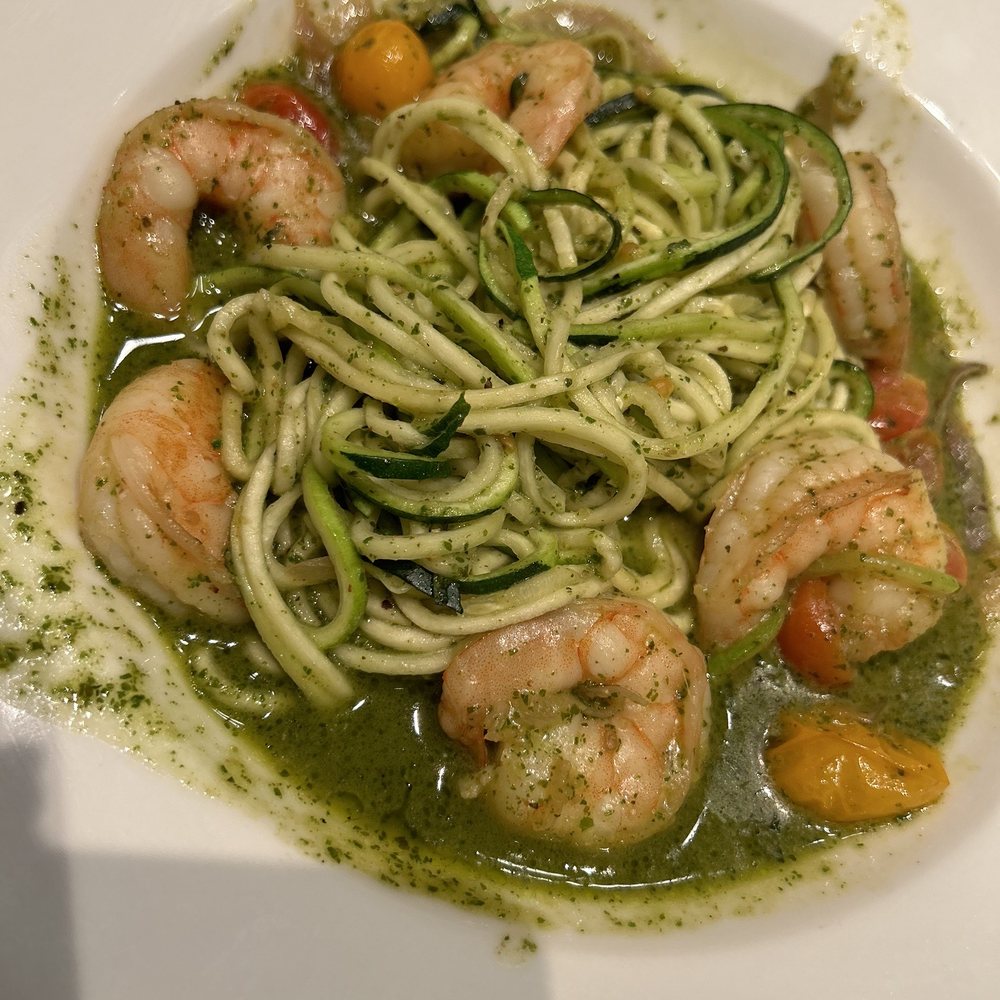 Vino's Italian Steakhouse - Zucchini Basil Pesto Shrimp Pasta - Steakhouses Near Me - Thackerville, Oklahoma Vino's Italian Steakhouse - Zucchini Basil Pesto Shrimp Pasta - Steakhouses Near Me - Thackerville, Oklahoma