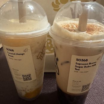 Heytea - Coconut mango boom is really good. Supreme brown sugar boba milk tea: flavor on point but boba not QQ - Bubble Tea Near Me - Irvine, California Heytea - Coconut mango boom is really good. Supreme brown sugar boba milk tea: flavor on point but boba not QQ - Bubble Tea Near Me - Irvine, California