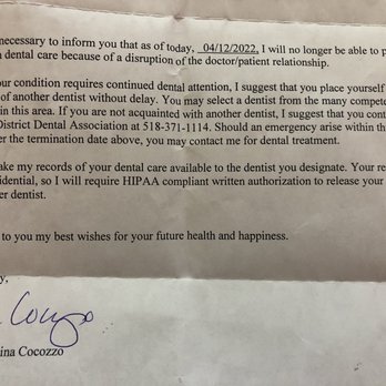 Cocozzo Family Dentistry - Letter - General Dentistry Near Me - Malta, New York