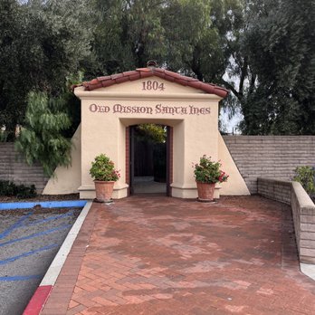 Old Mission Santa Ines - Back side of the mission, a parking lot with restroom, backing up to downtown Solvang. - Landmarks & Historical Buildings Near Me - Solvang, California