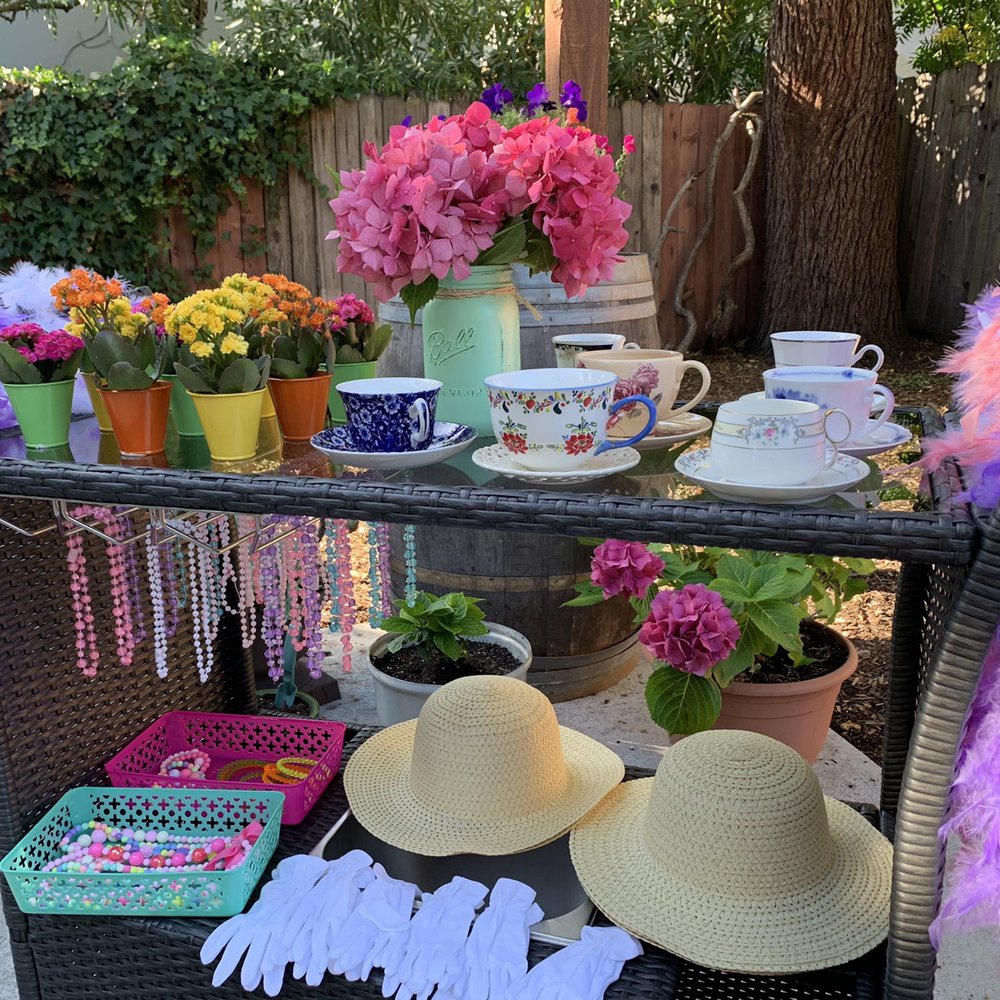 Lovely Tea Parties - Before the tea service. Cheap accessories, flowers to plant in thrift store tea cups and hats to decorate. Lovely Tea Parties does the rest! - Caterers Near Me Lovely Tea Parties - Before the tea service. Cheap accessories, flowers to plant in thrift store tea cups and hats to decorate. Lovely Tea Parties does the rest! - Caterers Near Me
