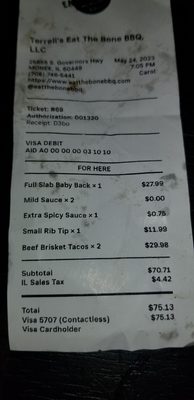 Menu photo 3 Terrell's Eat The Bone BBQ Monee, IL