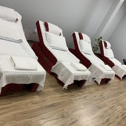 Grafton Relaxology - Here are our foot massage chairs! Sheets and items used are changed and sanitized per client.